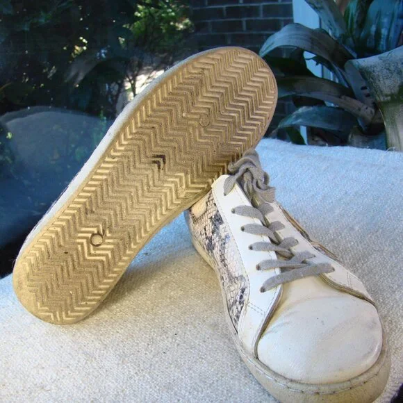 Vintage Havana Bianca gold snake white leather low top sneakers, size 7.5 - Picture 7 of 11